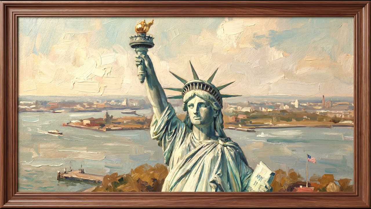 4K Statue of Liberty View 🇺🇸 Relaxing New York Ambience | Calm Background for Study, Sleep & Focus