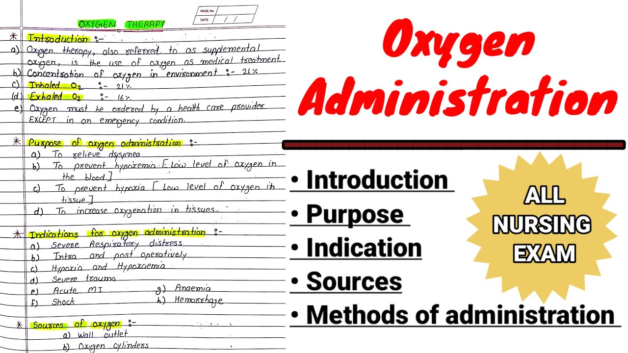 Oxygen Administration/Oxygen Therapy || All Nursing Exam Preparation || Nursing Handwritten Notes ||
