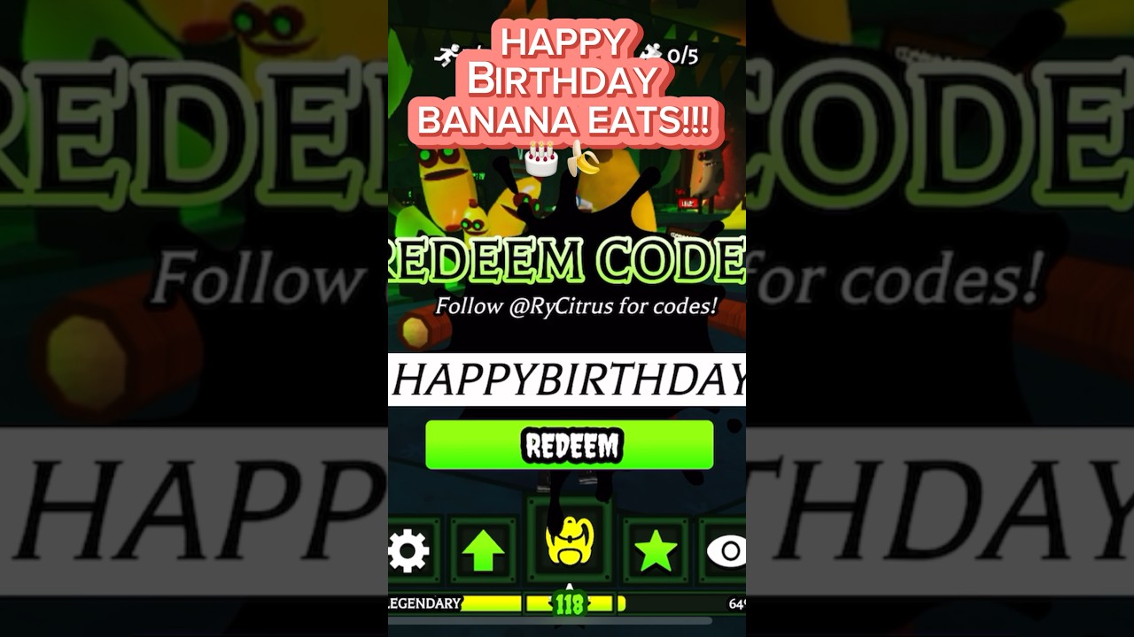 🍰🎉 HAPPY BIRTHDAY BANANA EATS 🍌 | Redeem Code | Unlock New Legendary Skin #roblox #bananaeats
