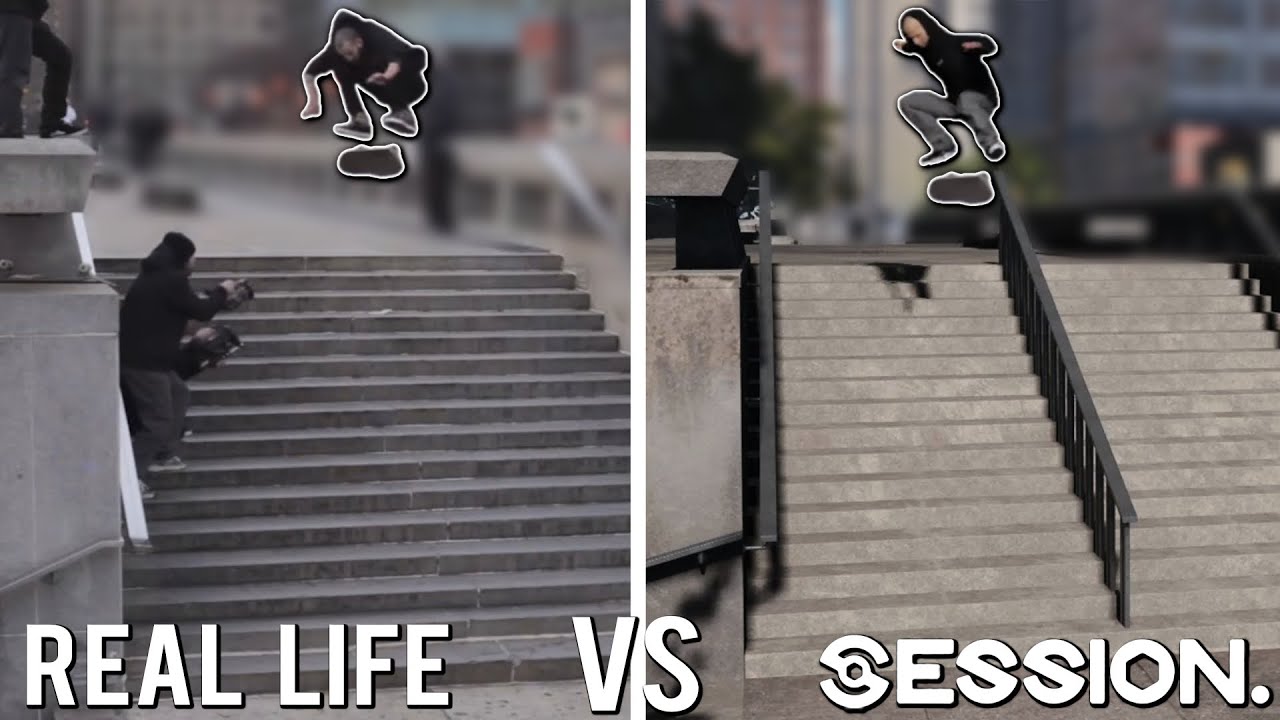 Skating The HUGE 16 Stair in Philly - Real Life vs Session