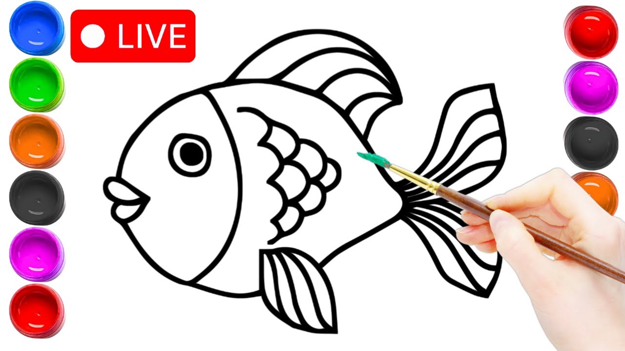 Easy Fish Drawing for kids | FISH | How to draw a Fish For kids | SANSHIV Drawing TV Live Stream