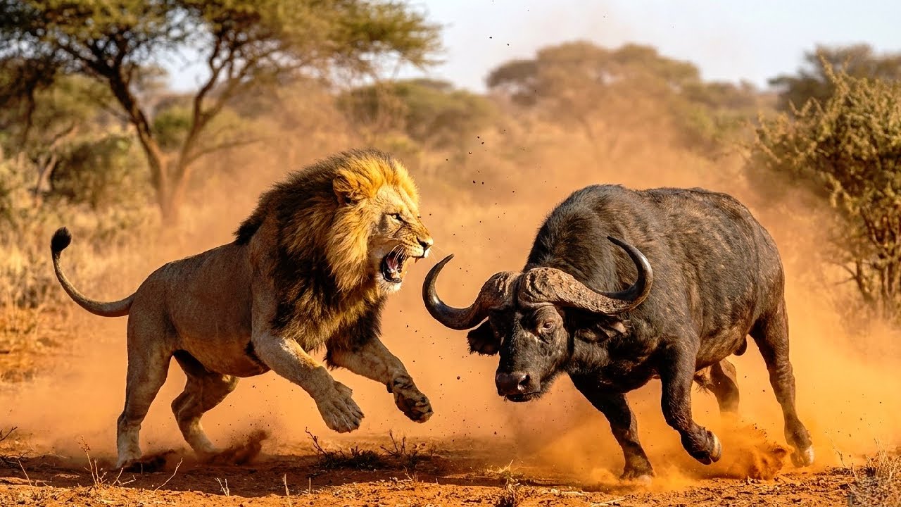 Brutal Jungle Clash: Lion vs Buffalo (Unreal Fight!)
