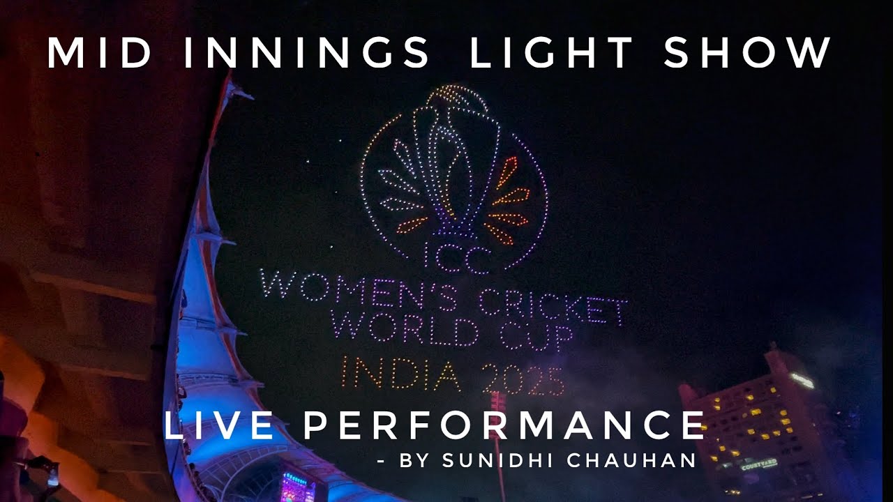 Women's Cricket World Cup Final 2025 Light Fireworks & Drone Show | Sunidhi Chauhan Live |Mid Inning