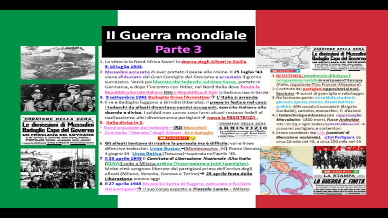 ✅ SECONDA GUERRA MONDIALE  riassunto - parte 3 L'Italia nella II guerra mondiale