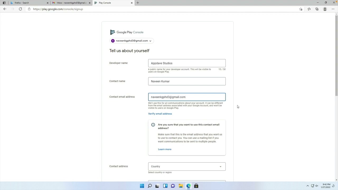 Create Play Store Publisher Account