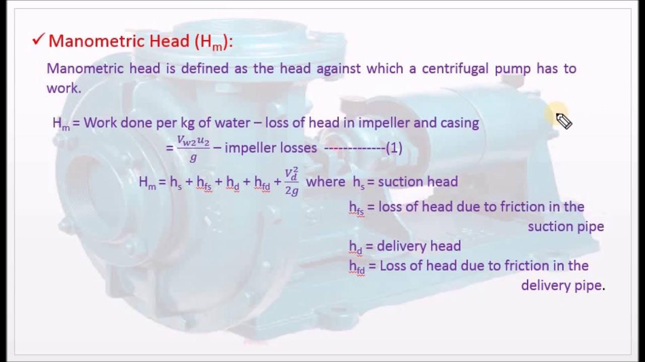 Give Definition of Important Heads related with  Centrifugal Pumps - M4.06 - FMM in Tamil