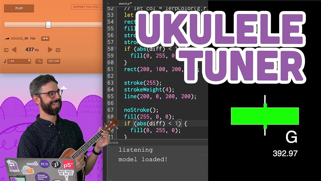 Coding Challenge #151: Ukulele Tuner with Machine Learning Pitch Detection Model
