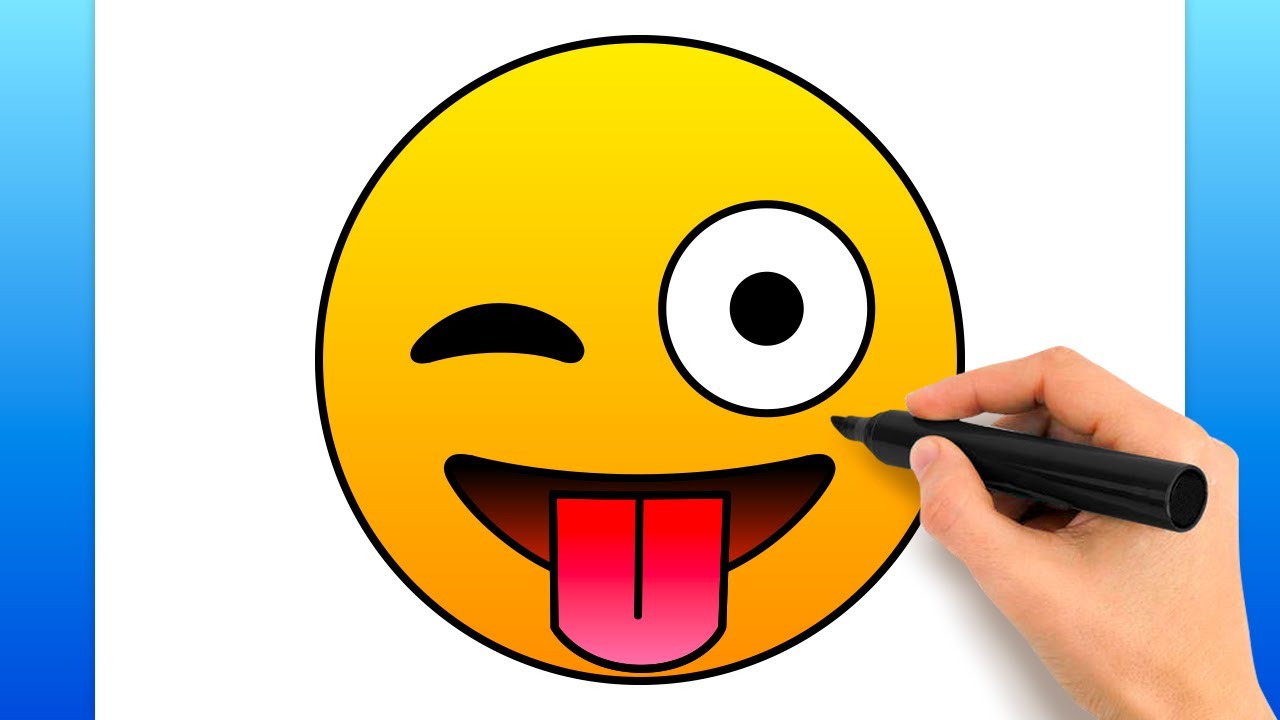 How To Draw A Winking Face Emoji (Easy Drawing Tutorial)