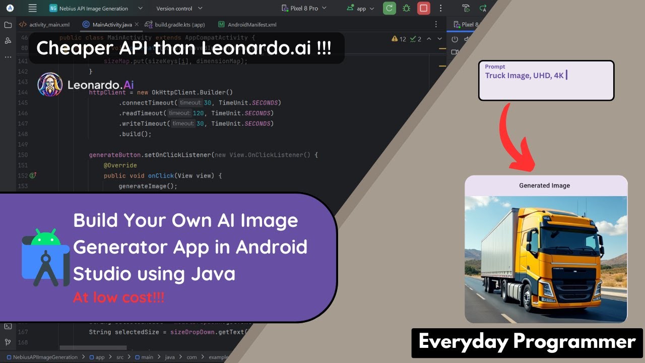 Build Your Own AI Image Generator App at low cost! Android Studio Tutorial using Java