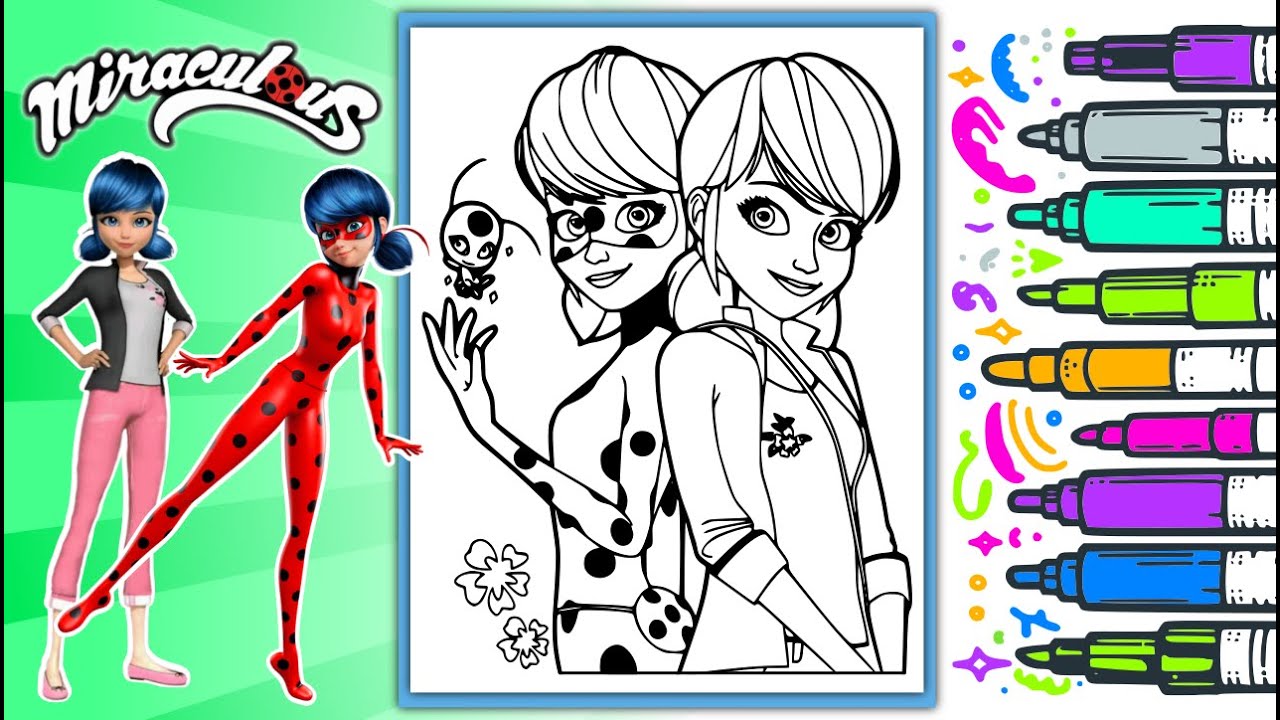 Coloring Ladybug and Marinette | Miraculous Ladybug Coloring Pages