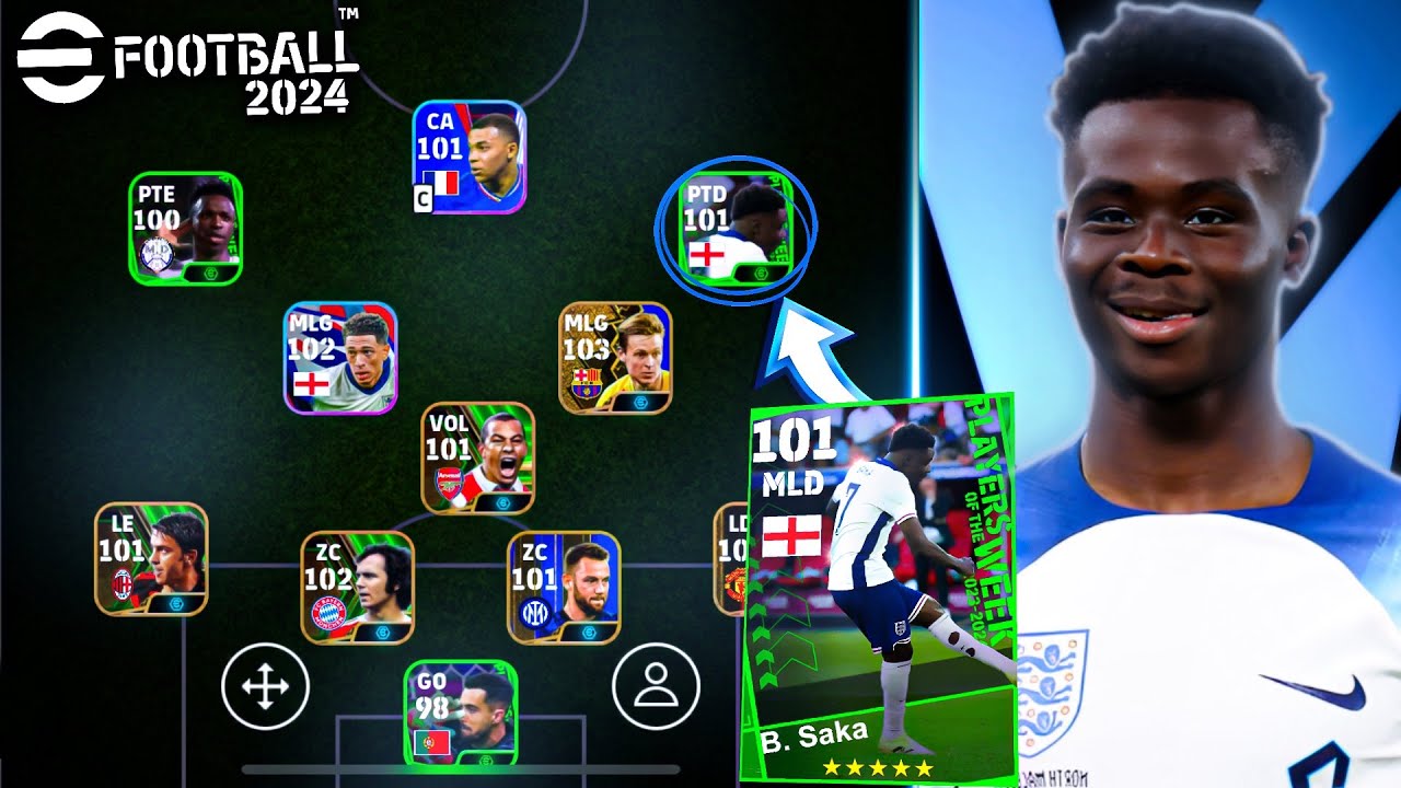 NOVO SAKA 101 ESTREOU NO MEU TIME NO EFOOTBALL 24 MOBILE | REVIEW