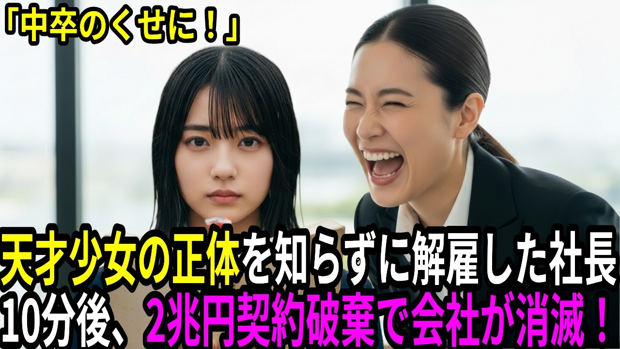 「中卒のくせに！」と天才少女の正体を知らずに解雇したエリート社長。10分後、2兆円契約破棄で会社が消滅！【スカッとする話】【朗読】