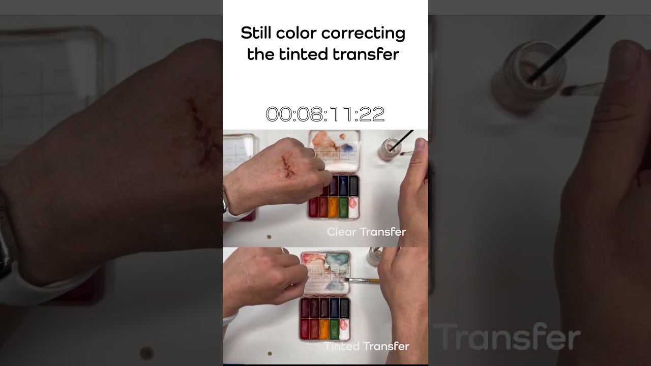 Tinted vs Clear Transfer. Side by side comparison! #makeupfx #makeup #makeuptutorial  #makeupartist