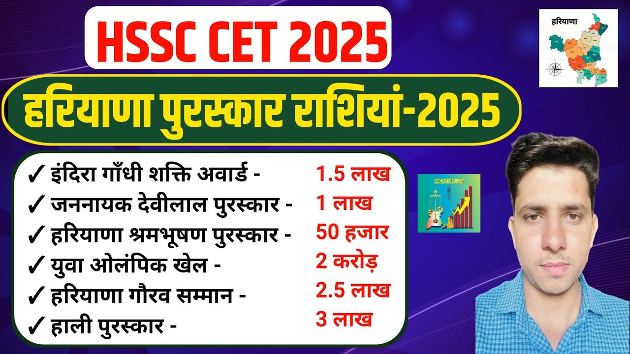 हरियाणा के पुरस्कार व राशियां -2025 | Haryana Current affairs 2025 | HSSC CET| HTET