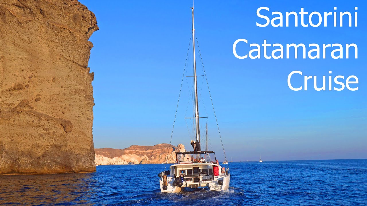 Santorini, Greece - fantastic catamaran sailing cruise through the caldera of Santorini