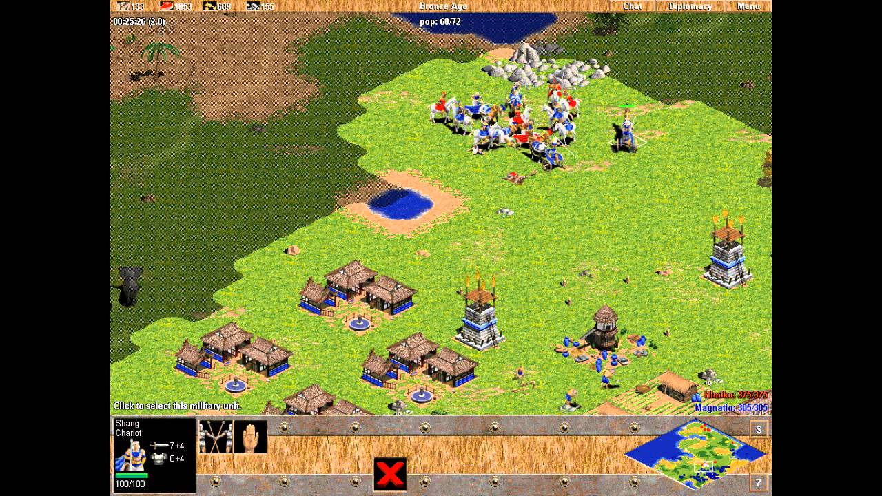 Shang vs Hardest Yamato. Random Map. Population 200. Age of Empires.