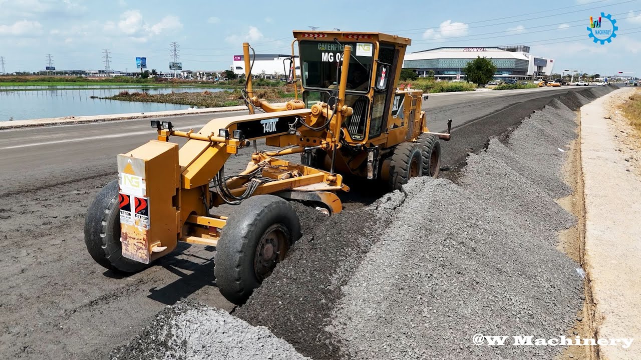 Two Processing CAT Grader Spreading Gravel Installing New Foundation Roads Activities Skills