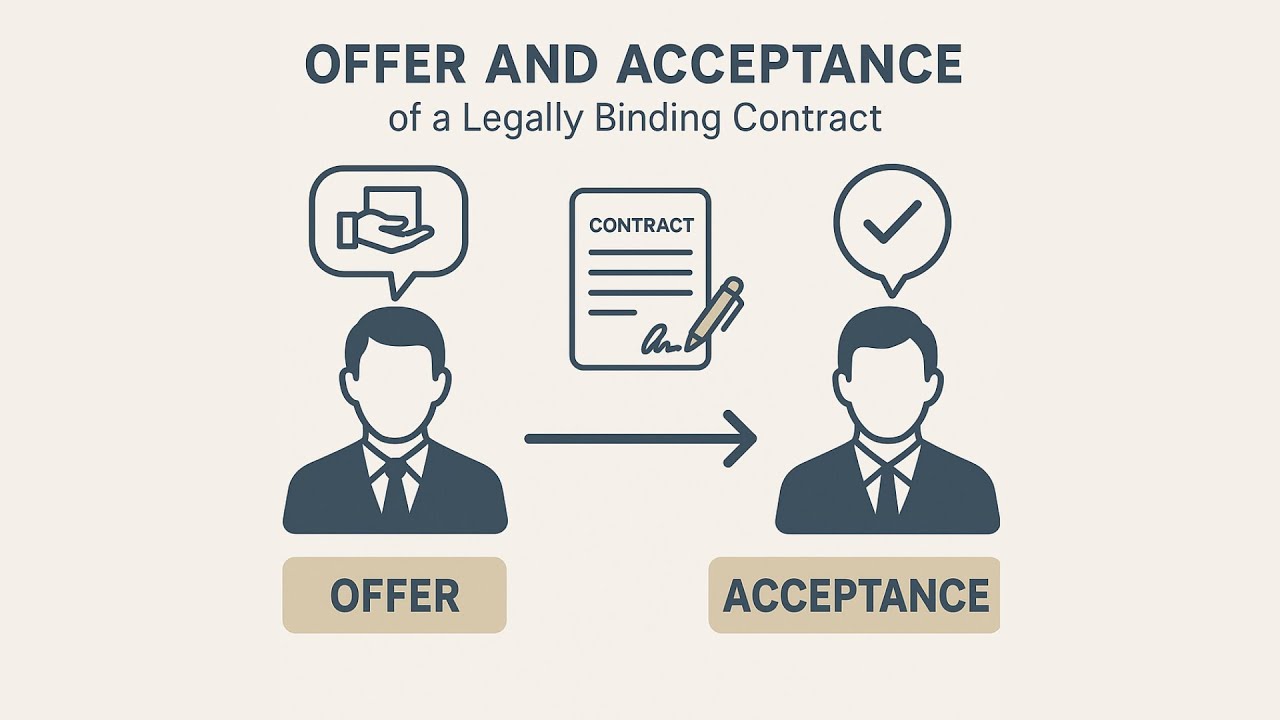 Explain the concept of offer and acceptance as the foundation of a legally binding contract?
