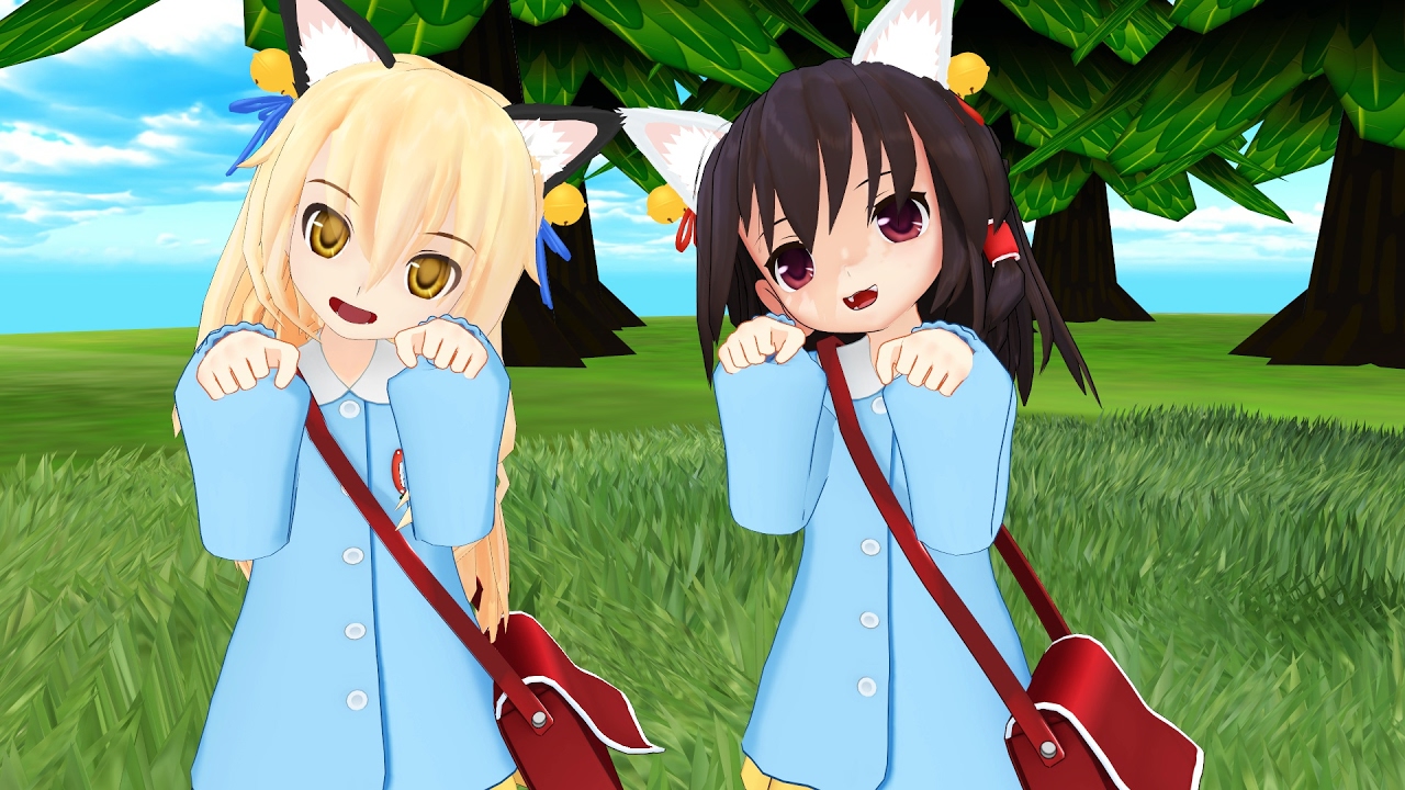 【すーぱーぬこわーるど】ちび霊夢とちび魔理沙ですーぱーぬこわーるど【東方MMD】