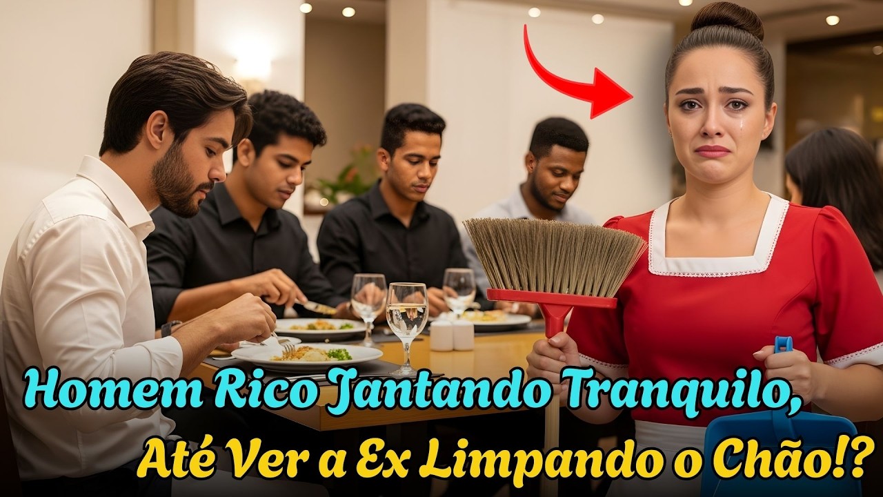 Homem Janta em Luxo com Amigos… Mas Fica em Choque ao Ver a Ex-Esposa Limpando o Chão no Hotel!
