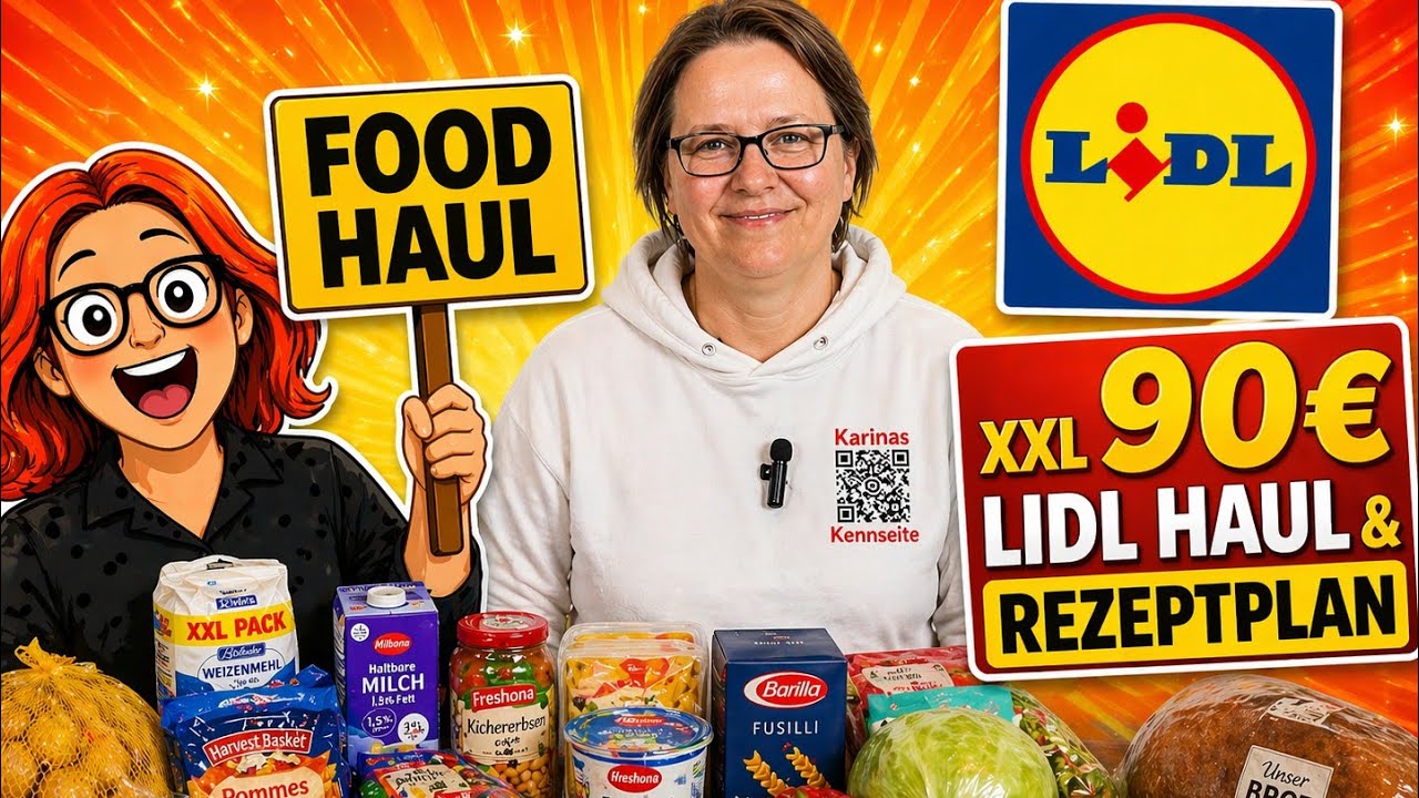 XXL 90&euro; Lidl Einkauf 🛒 Food Haul & Essensplan f&uuml;r mehrere Tage | Was bekommt man f&uuml;r 90&euro;?