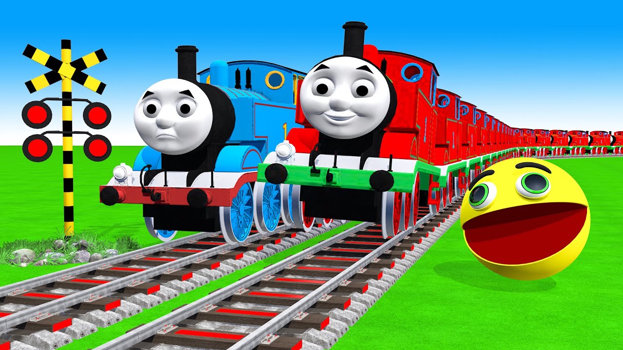 【踏切アニメ】最長の電車 Train Thomas 🚍 Fumikiri 3D Railroad Crossing Animation #train