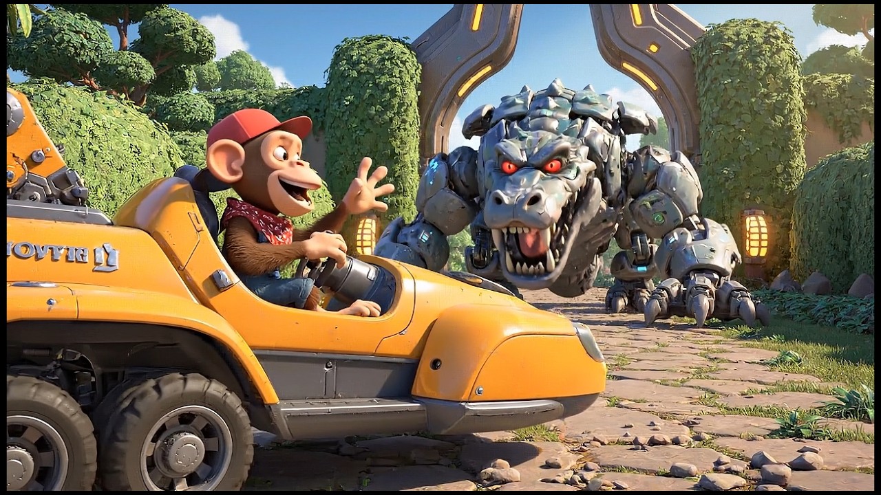 Cute Monkey Farm Adventure: Fire Rescue Tractor & Fish Thief Chase