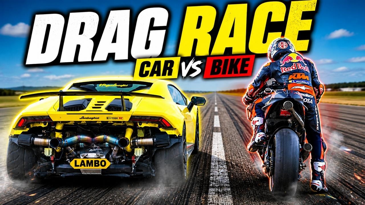 1100HP Lamborghini Huracán vs Red Bull MotoGP Bike 😳 | Ultimate Drag Race!
