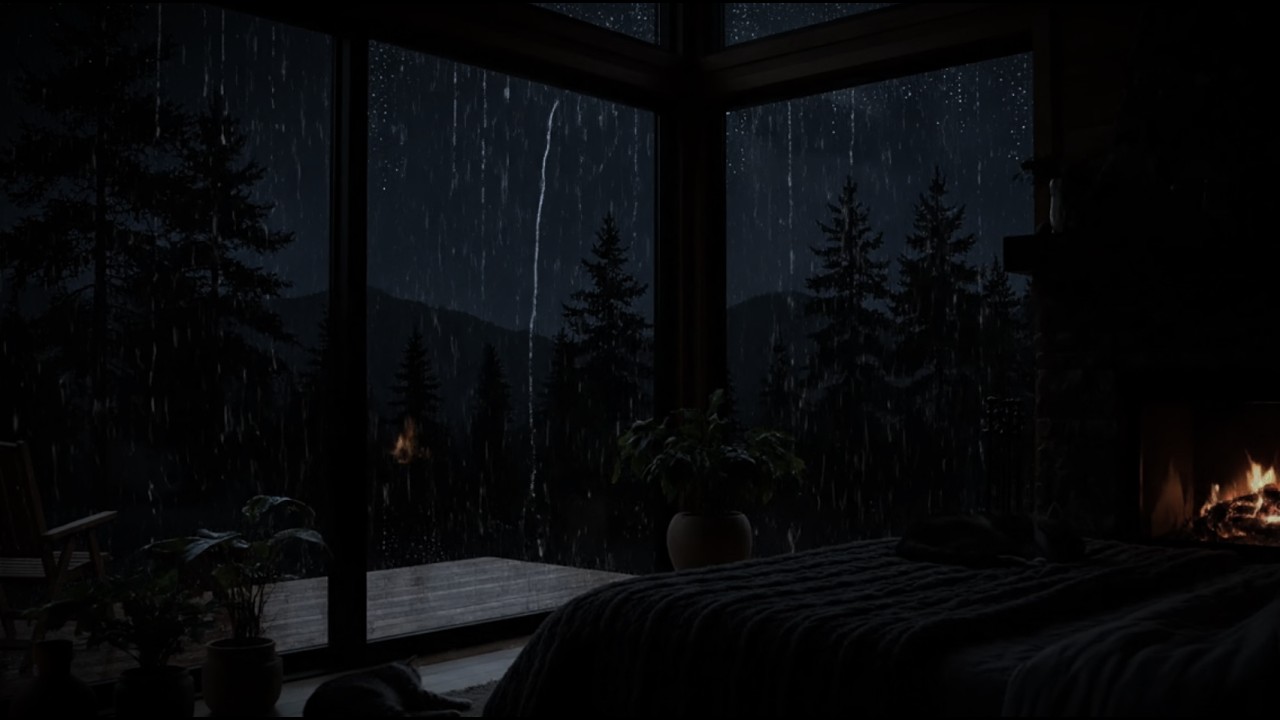 Deep Mountain Rain Sounds 🌧 (No Ads) | Dark Quiet Bedroom Ambience for Deep Sleep