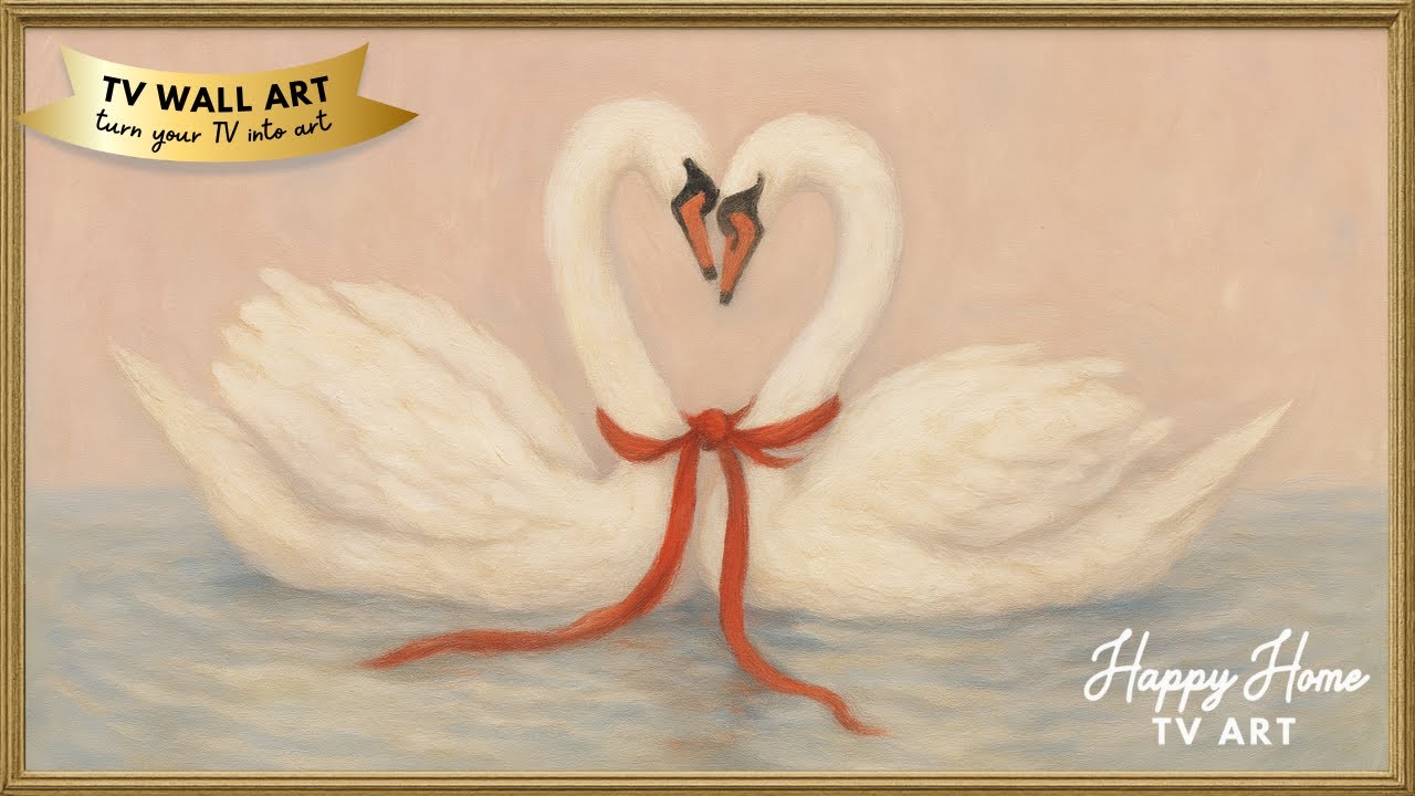 Valentine’s Day Romantic TV Wallpaper • Love Swan Birds Art • Valentine Background TV Art (No Sound)