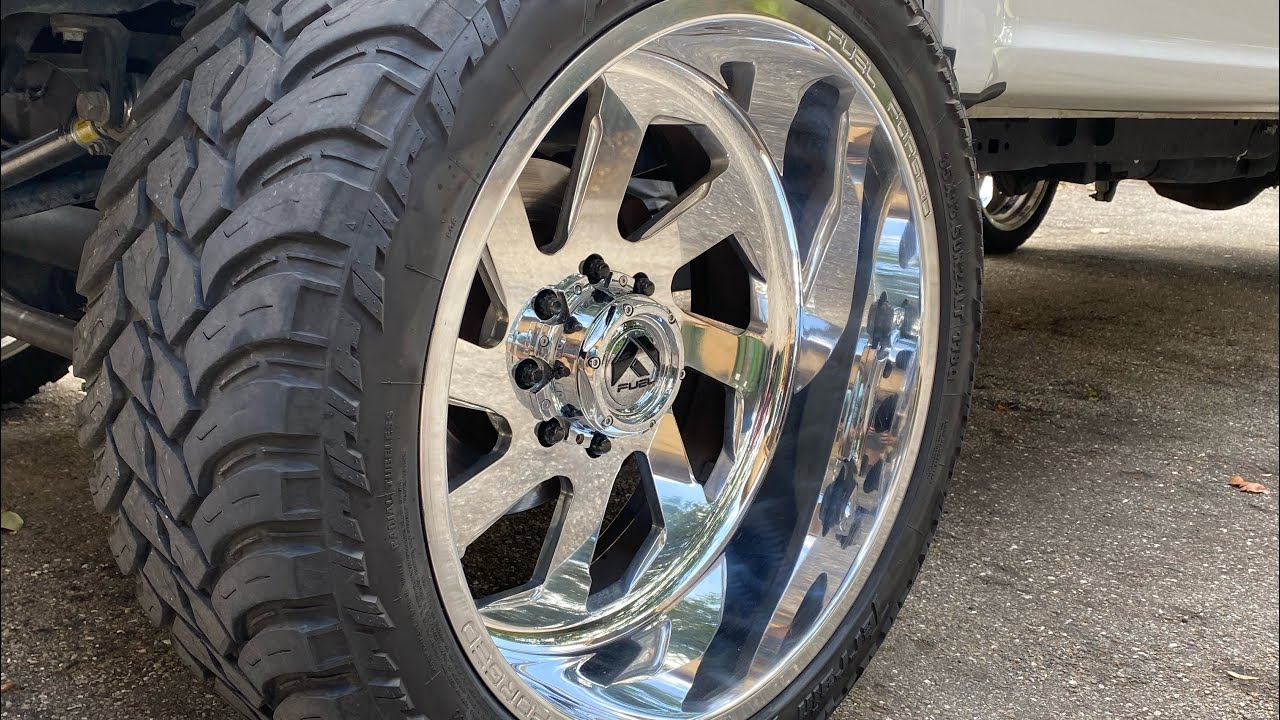Polishing And Repairing Curb Rash On 24x12 Fuel Forged Wheels!