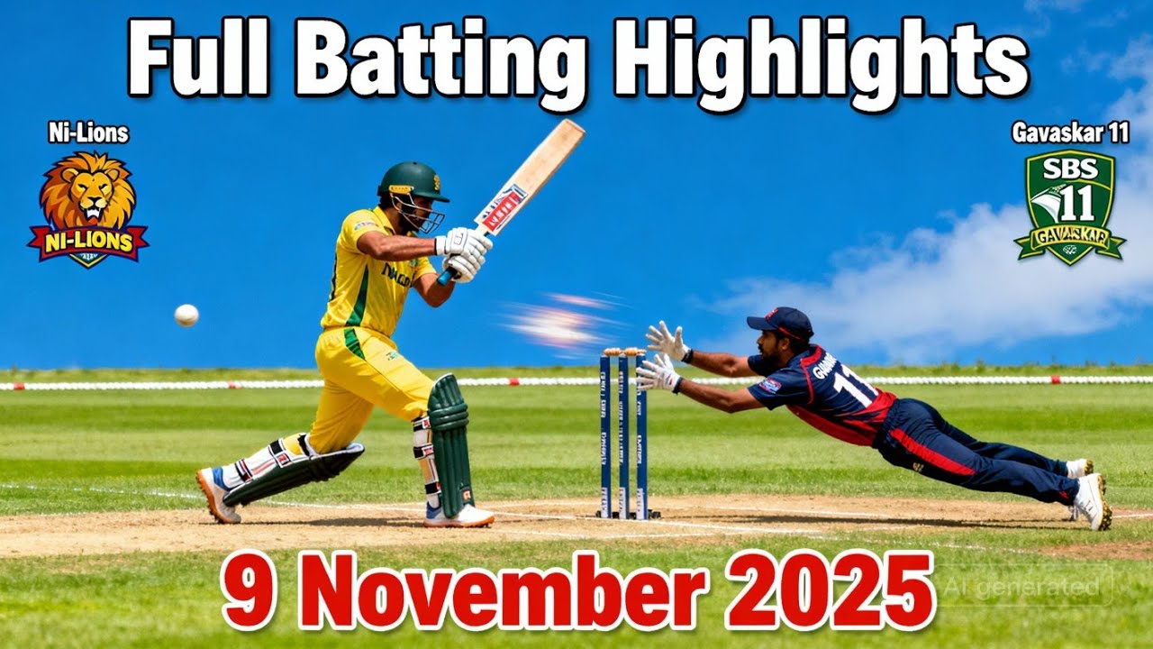 Ni-Lions Full Batting Highlights | Ni-Lions vs Gavaskar 11 | SBS Cricket Ground | 9 November 2025