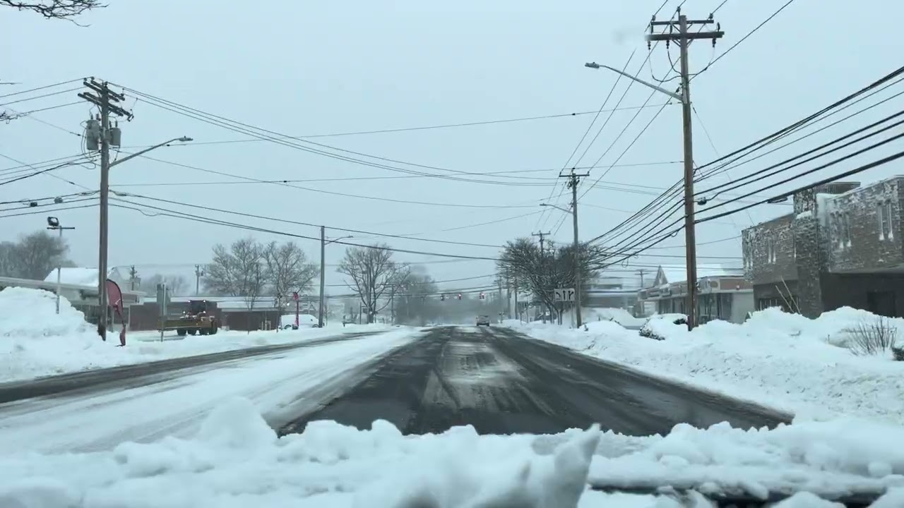USA Road Drive in Winter/ After the storm 
