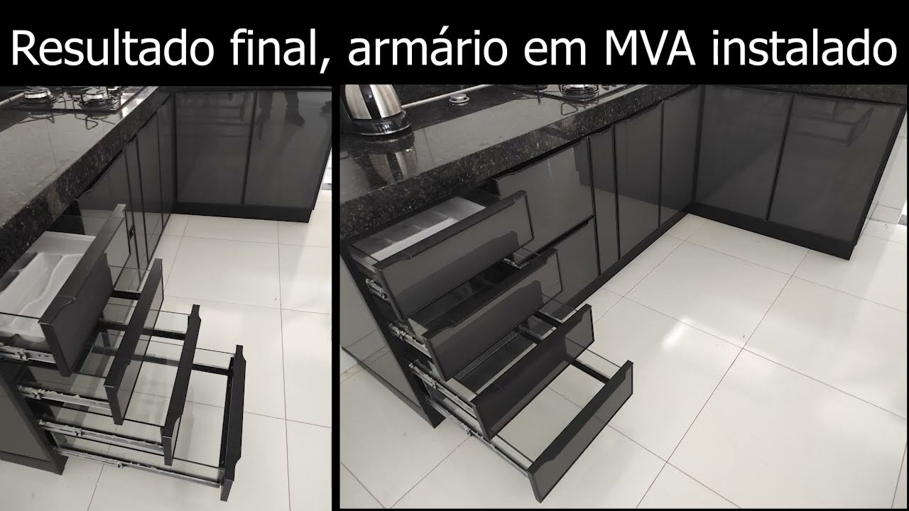 Cozinha planejada em vidro e alumínio, gavetas de vidro - MVA
