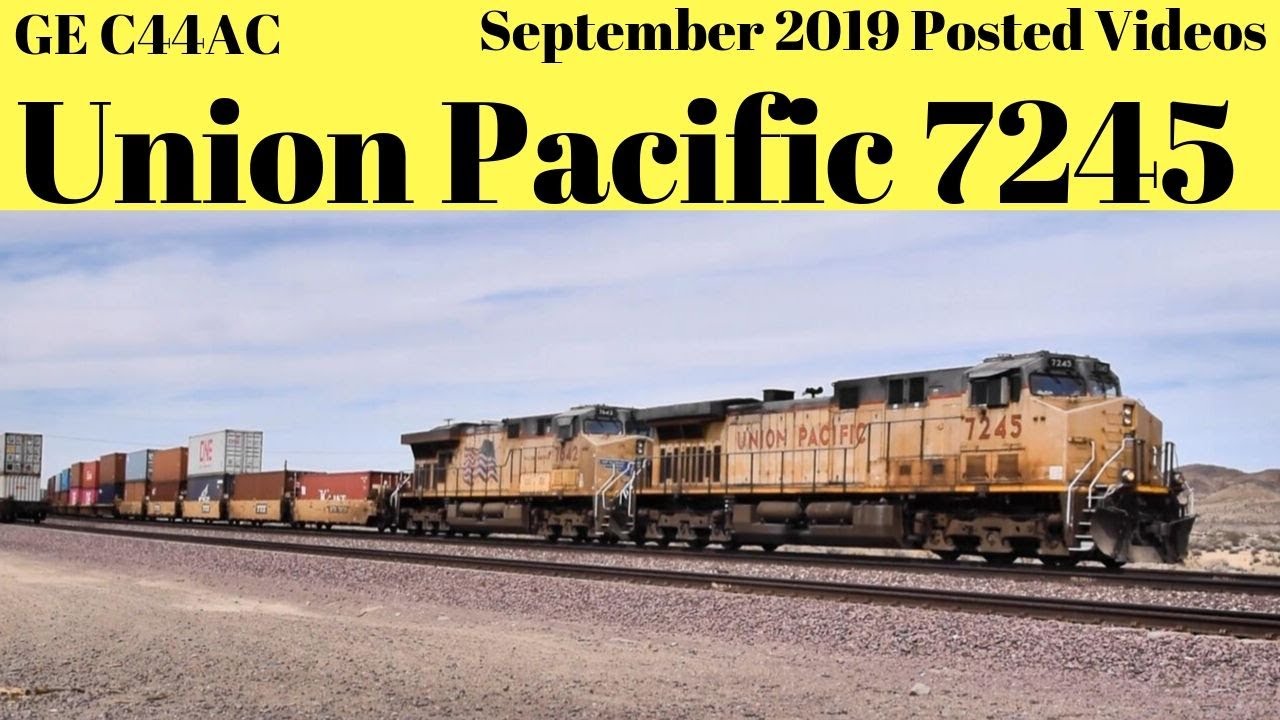 Union Pacific Railfanning Eastbound Container Train GE C44AC Locomotive UP 7245