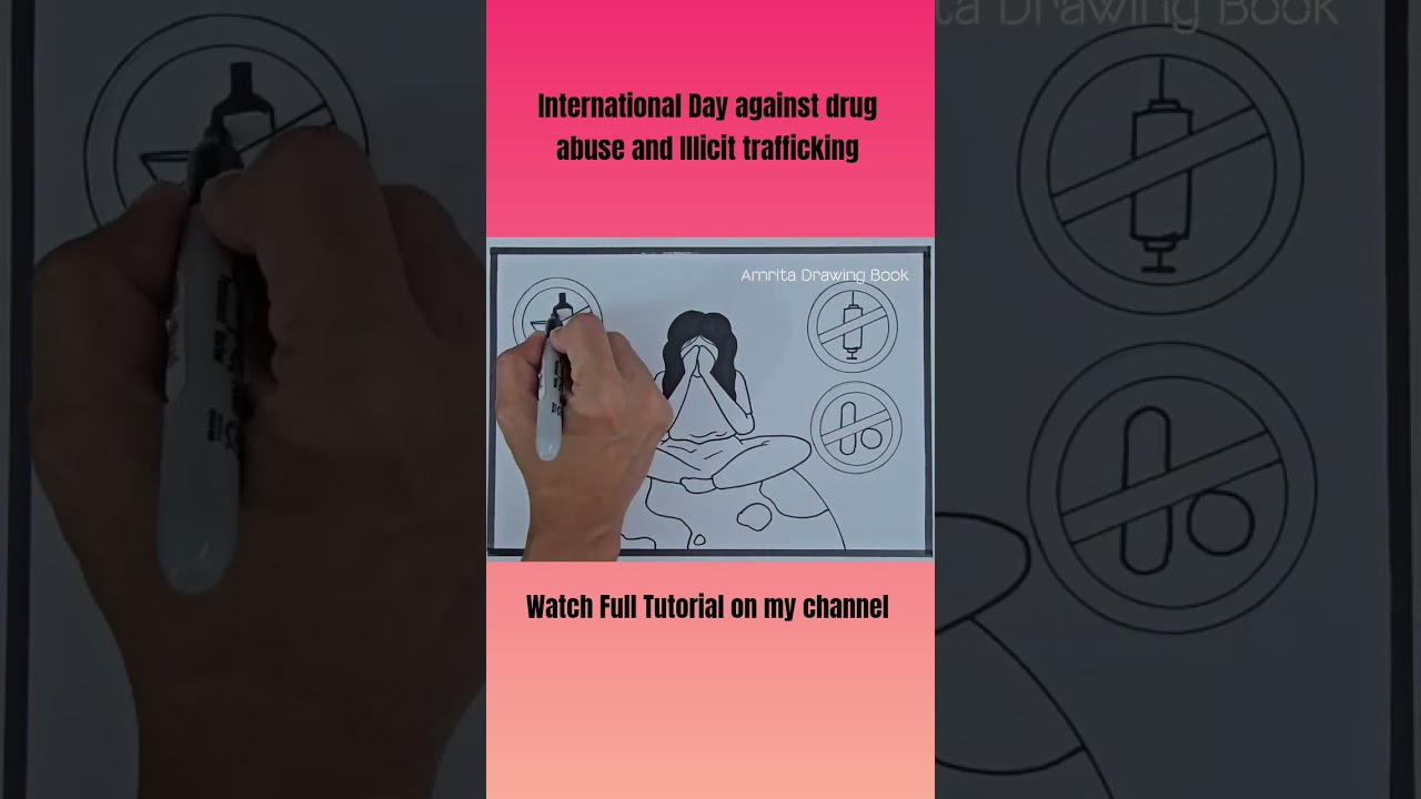 International Day against Drug Abuse Poster Drawing | Say No To Drugs Drawing |Lahari Virudha Poster