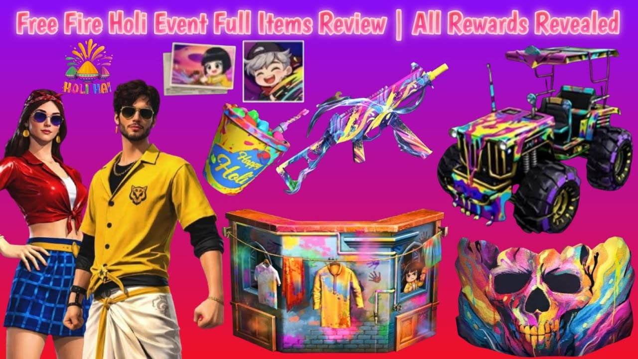 Free Fire Holi Event Full Items Review | All Rewards Revealed