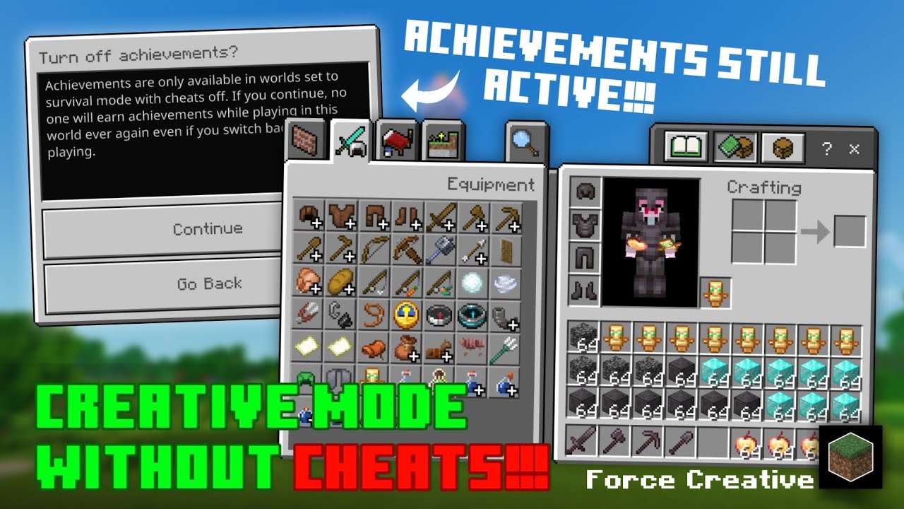 Creative Mode in Survival World without CHEATS!!! - Force Creative for Minecraft Bedrock
