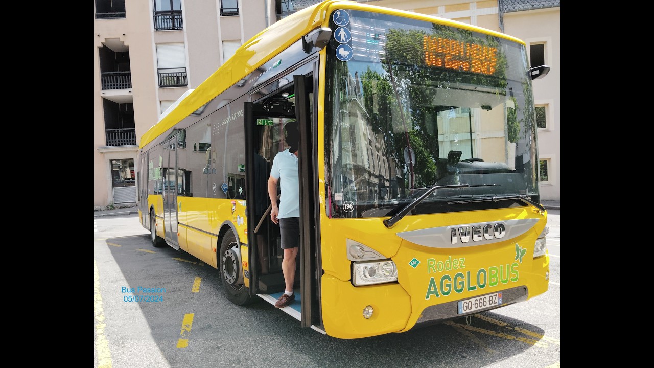 (Agglobus Rodez) Iveco Urbanway 12 BHNS Hybrid GNV n°196 sur la ligne C destination Place Foch