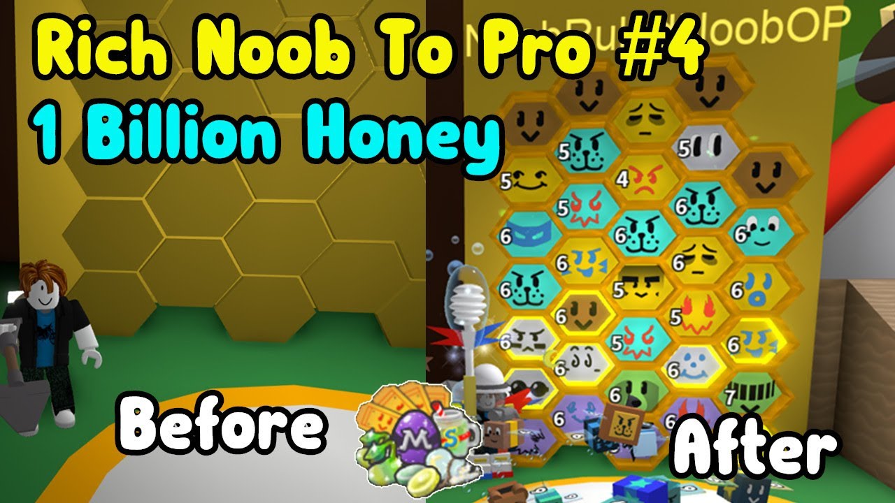 Rich Noob VS Bee Swarm Simulator #4! Noob To Pro! Made 1 Billion Honey!