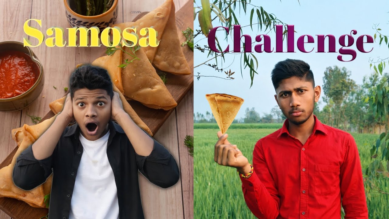 One-bite samosa challenge” Village and samosa challenge Daily routine challenge vlog #challenge 