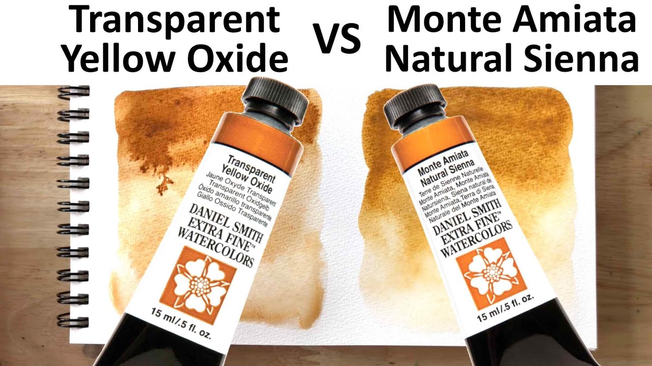 Daniel Smith Comparison - Transparent Yellow Oxide vs Monte Amiata Natural Sienna