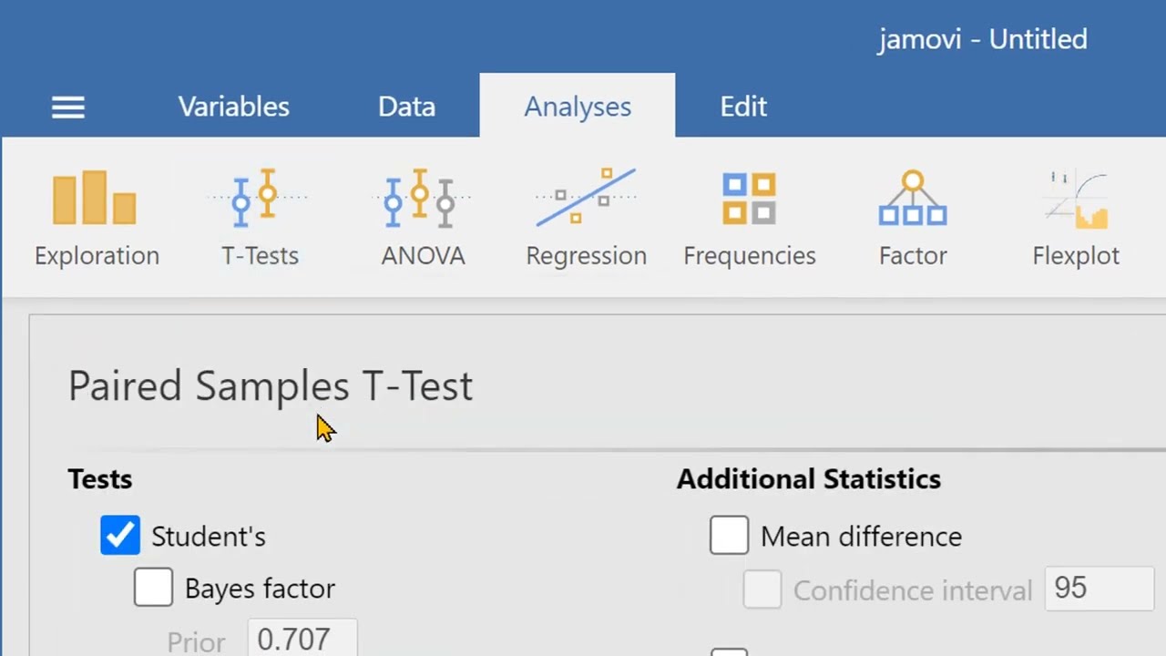 Paired Samples T-Test in Jamovi