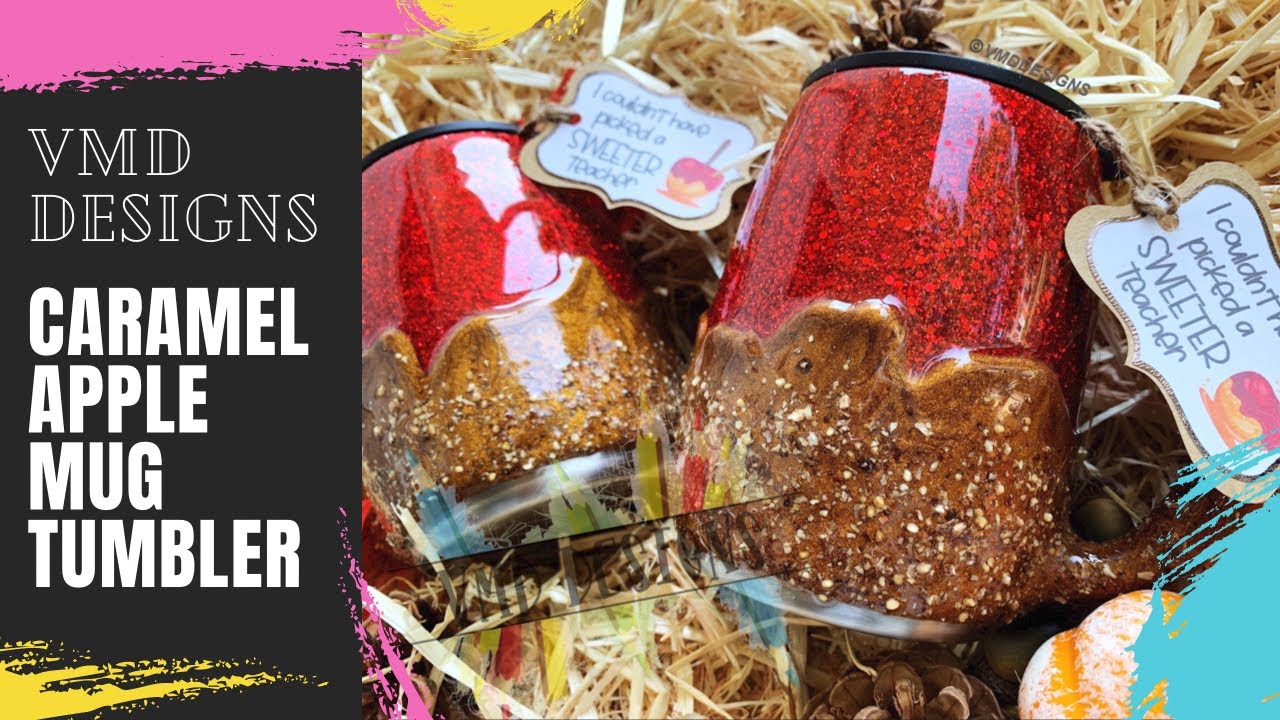 DIY CARAMEL APPLE TUMBLER: Drip Tumbler using Epoxy Resin, CCDIY Nice n Thick, Mica Powders, Glitter
