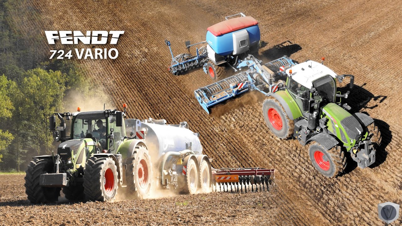 2x FENDT 724 Vario beim Güllen und Säen 2023 | Lohnunternehmen Scheja [4K]