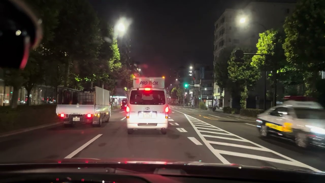 Driving in Tokyo Service road at night for sleep,work,study (rear camera)