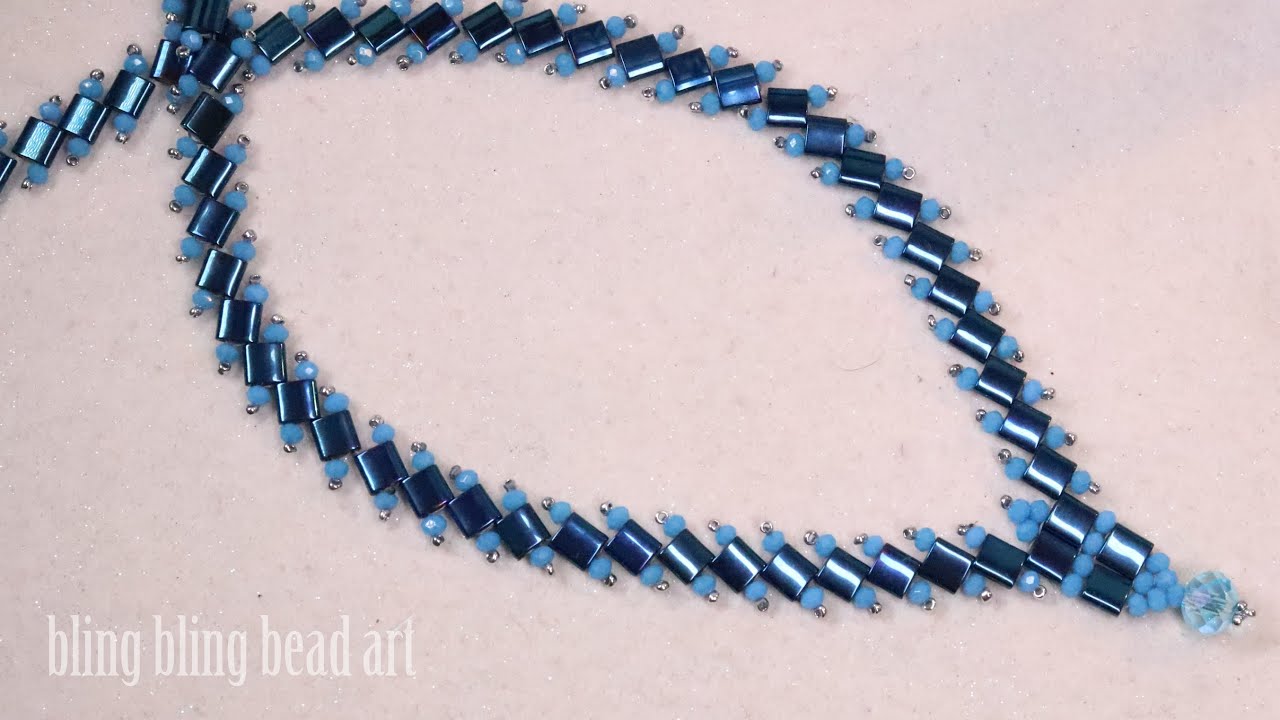 اموزش گردنبند با سنگ تیلا   ظریف و ساده Beaded Necklace with Tila beads elegant and easy DIY