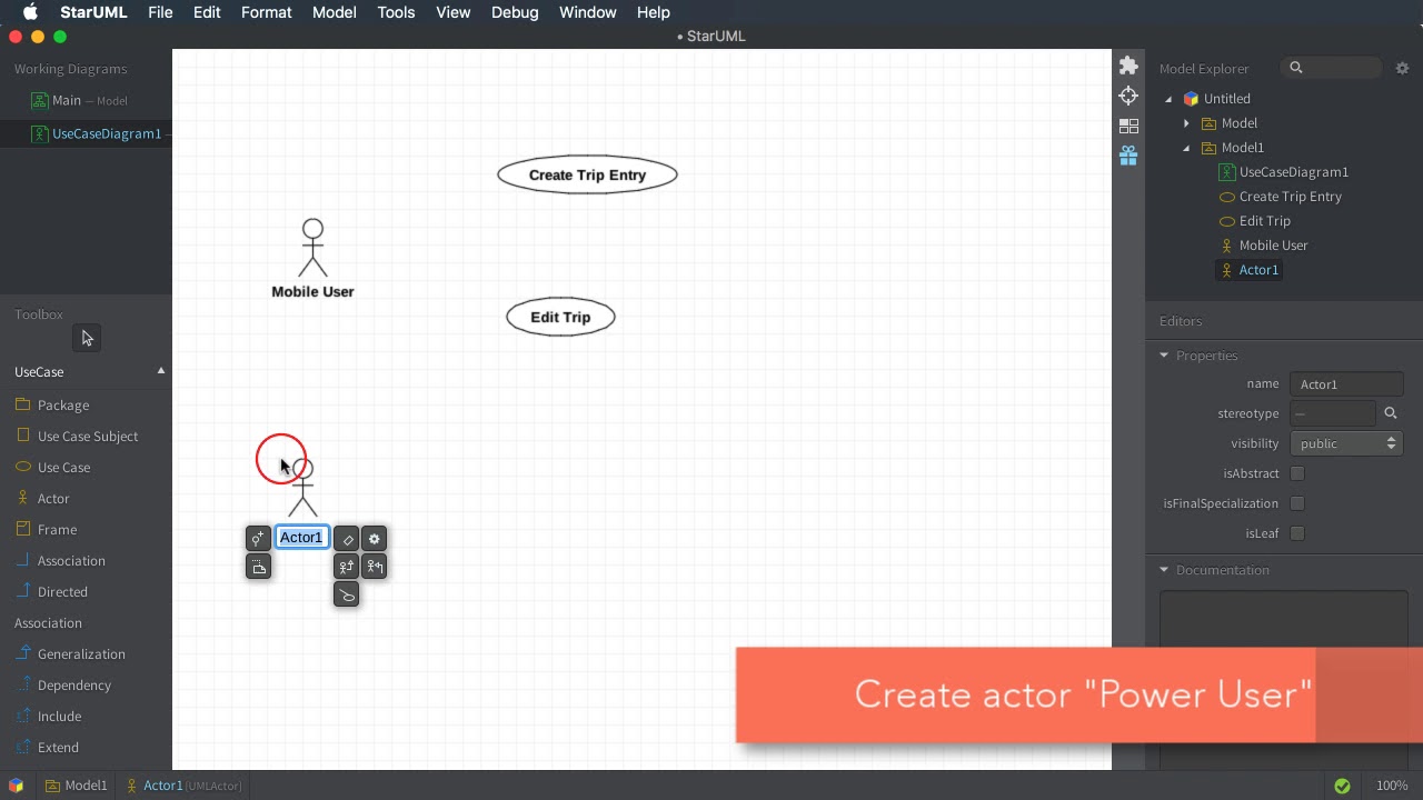 How to Create Associations in Use Case Diagrams using StarUML