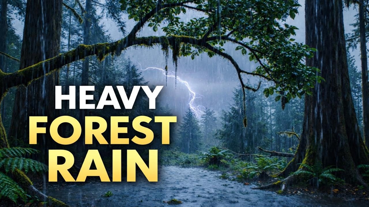 Heavy Rain in Forest with Thunder ⚡ Deep Nature Rain Sounds for Sleep & Relaxation