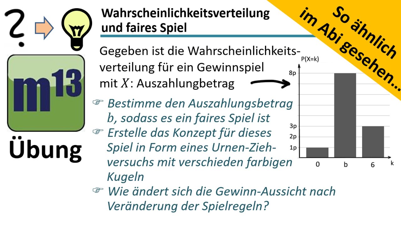 Wahrscheinlichkeitsverteilung, Erwartungswert und Faires Spiel (So ähnlich im Abi gesehen)